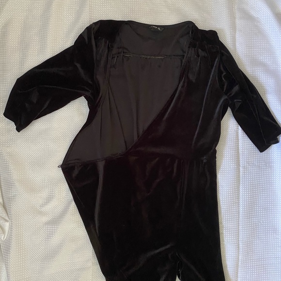 Monki Velvet Black Wrap Front Gothic Jumpsuit women’s size XS - Picture 8 of 16
